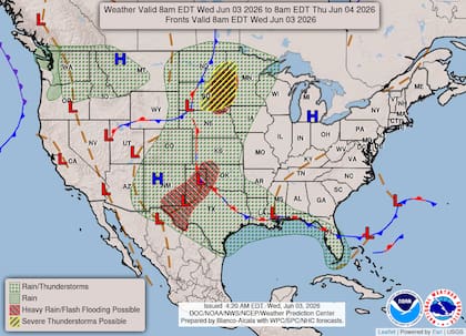 El Servicio Meteorológico Nacional (NWS) alertó sobre anegamientos e inundaciones repentinas en áreas que reciban lluvias consecutivas durante varias horas