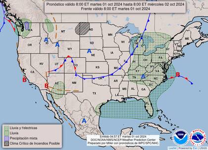 El Servicio Meteorológico Nacional prevé fuertes lluvias y posibilidad de inundaciones repentinas en gran para de la costa este de Estados Unidos
