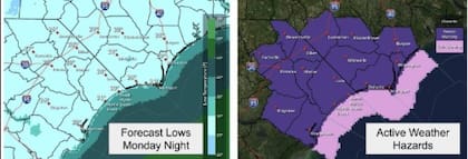 El Servicio Meteorológico Nacional pronosticó una posible formación de tormentas dispersas en el centro de Carolina del Norte (Captura/NWS)