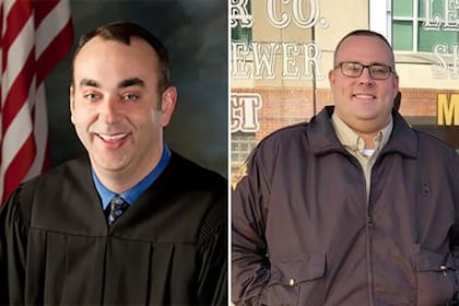 El sheriff del condado de Letcher, Kentucky, Shawn M. Stines (derecha), fue detenido luego de haber asesinado al juez local, Kevin Mullins (izquierda)