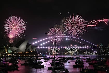 El show de "fuegos artificiales familiares" que se hace frente al Opera House del puerto de Sídney.