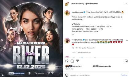 El show de María Becerra será 360°, por lo que contará con un escenario en medio del campo