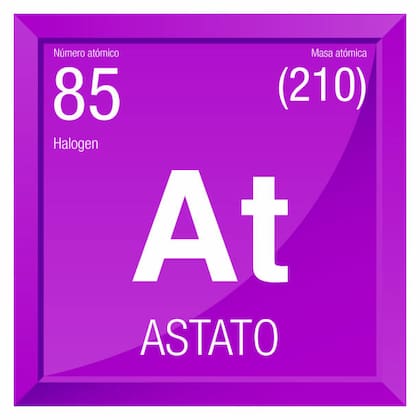 El símbolo químico del astato es At y su número atómico es 85 (imagen ilustrativa)