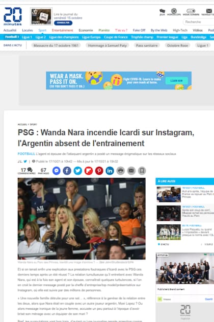 El sitio 20 Minutes publicó sobre la noticia