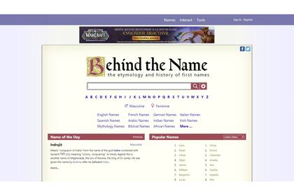 El sitio Behind the Name