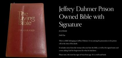 El sitio Cult Collectibles vendió la biblia que Jeffrey Dahmer usaba en prisión por 13.950 dólares