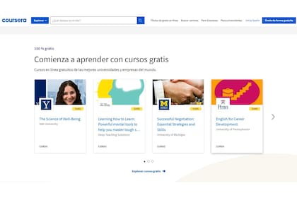 El sitio de Coursera.org, uno de los varios sitios MOOC disponibles hoy
