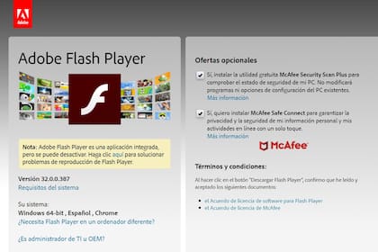 El sitio de descarga de Adobe Flash Player dejará de existir el 31 de diciembre de 2020 cuando la compañía deje de darle soporte al software