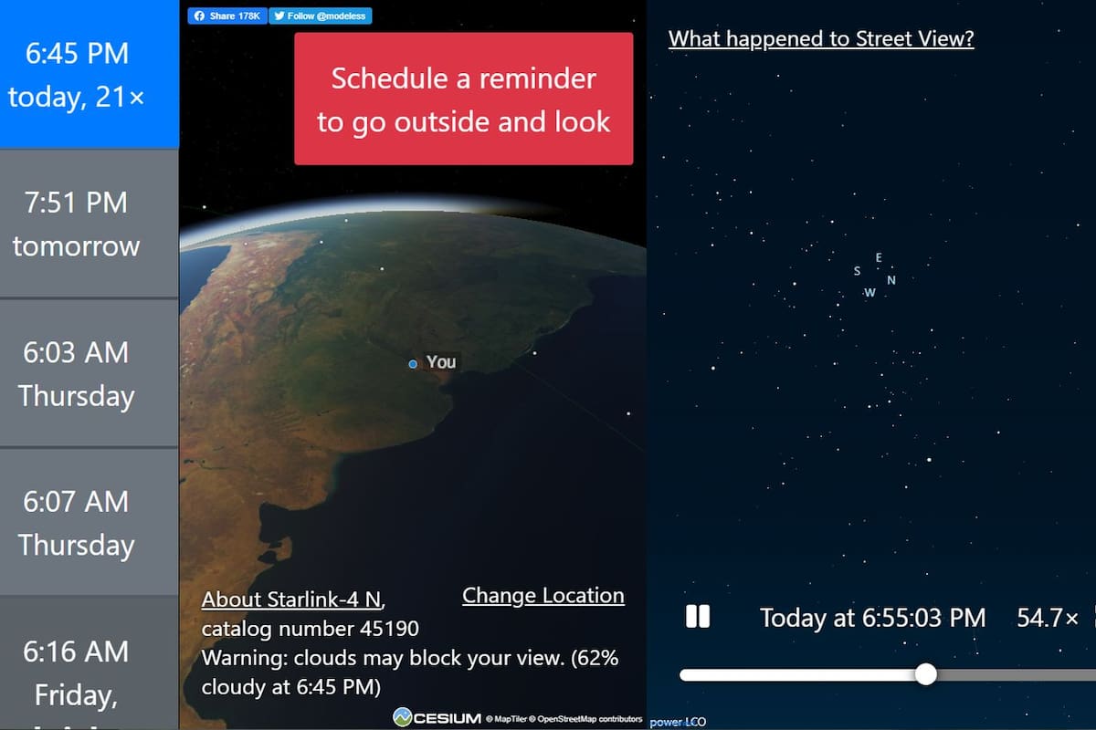 El sitio de James Darpinian permite saber qué satélite está pasando por encima de nuestra casa, y cuál pasará más adelante