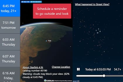 El sitio de James Darpinian permite saber qué satélite está pasando por encima de nuestra casa, y cuál pasará más adelante