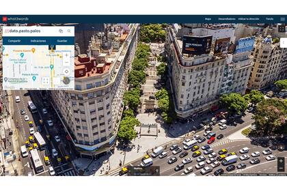 El sitio de What3words, en pleno centro porteño