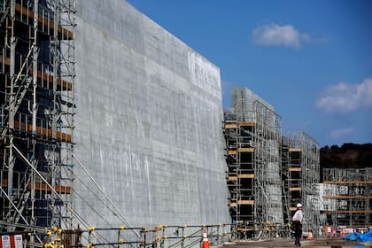 El sitio donde se está construyendo un rompeolas en la ciudad de Taro, Prefectura de Iwate