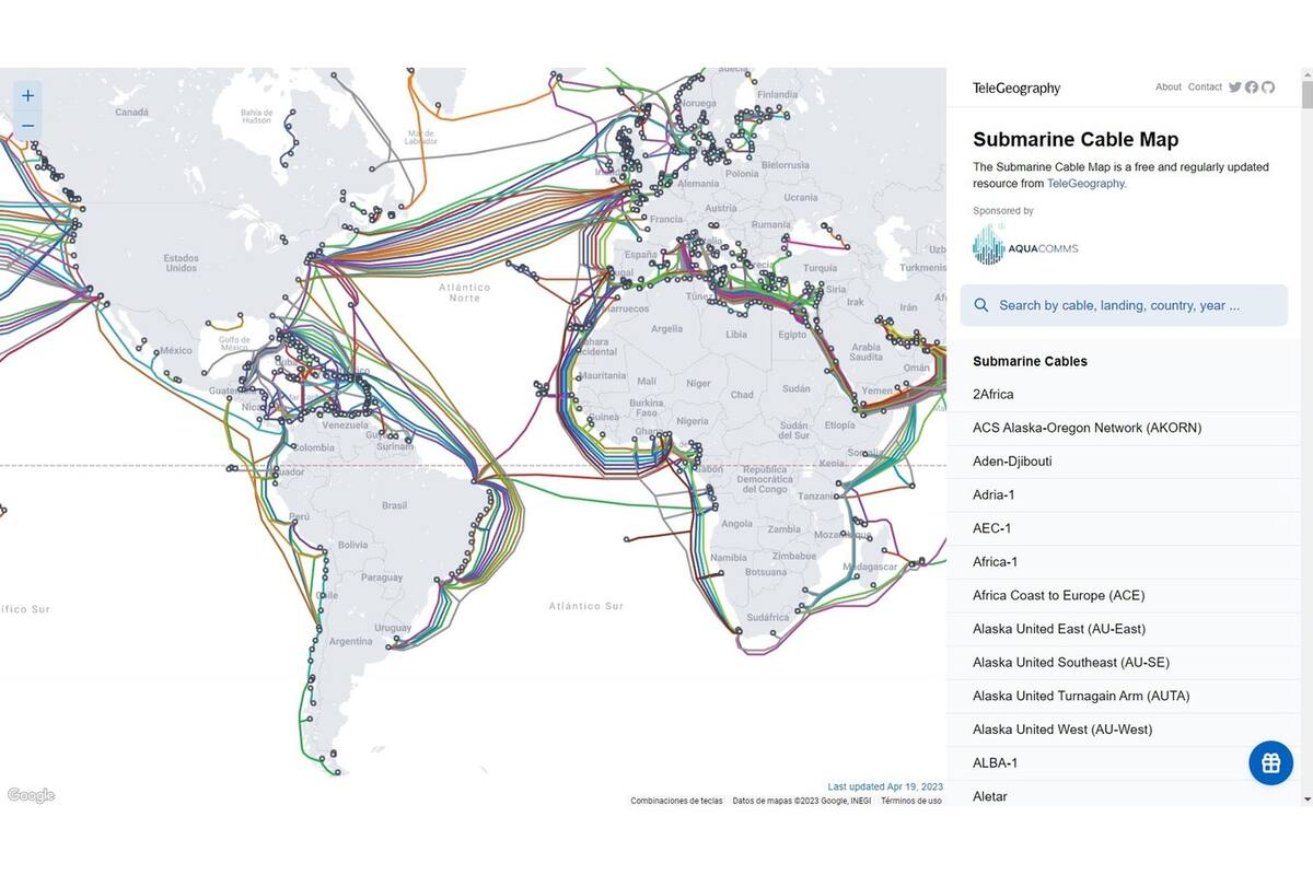 El sitio que muestra los cables submarinos que hacen funcionar Internet
