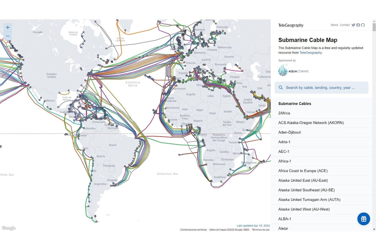El sitio que muestra los cables submarinos que hacen funcionar Internet