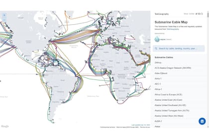 El sitio que muestra los cables submarinos que hacen funcionar Internet
