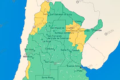 El SMN anuncia alerta amarilla para algunas provincia del norte y oeste del país
