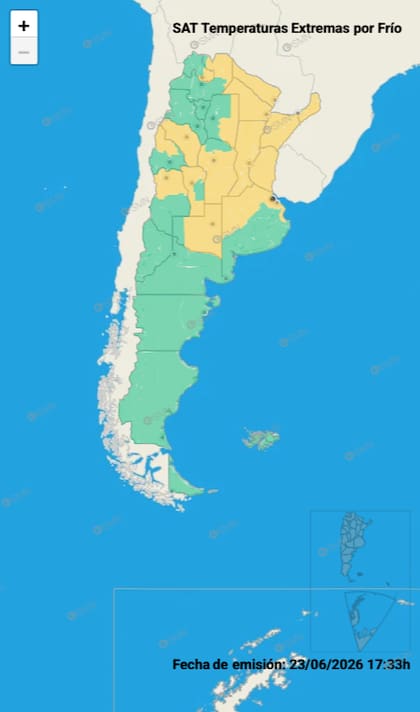 El SMN emitió una alerta por frío extremo en gran parte del norte argentino