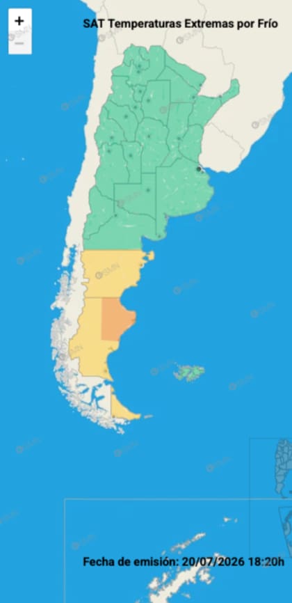 El SMN pronóstico una alerta por frío extremo en tres provincias