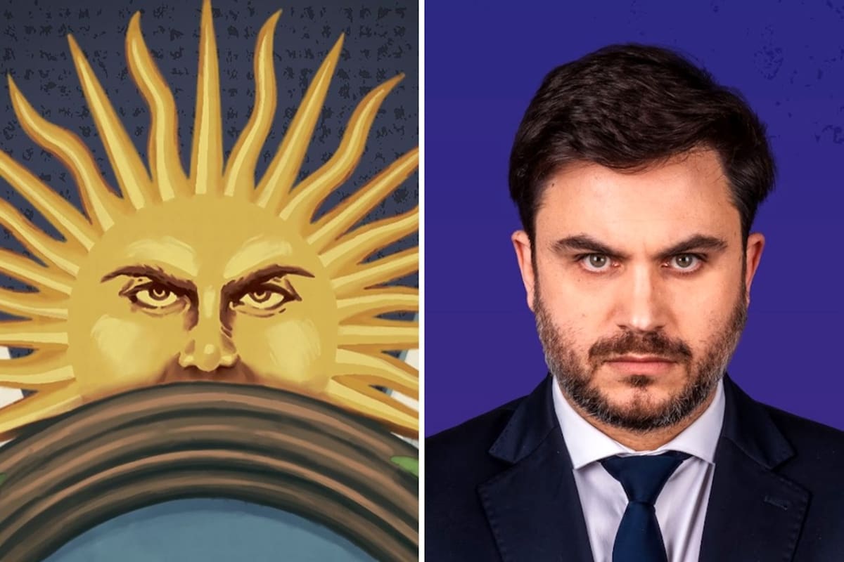 El sol que compone el flamante logo de la Oficina del Presidente junto a la cara del legislador porteño e integrante del Consejo de Asesores Económicos de la Presidencia, Ramiro Marra