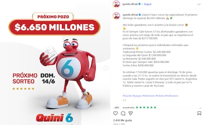 El sorteo del Quini 6