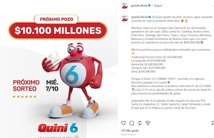El sorteo del Quini 6