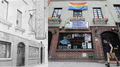 El Stonewall Inn una semana después del levantamiento y en 2009.
