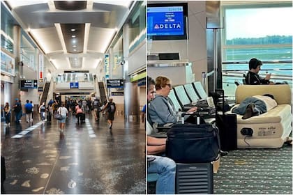 El sujeto llamó la atención de los usuarios por haber priorizado su comodidad en el aeropuerto