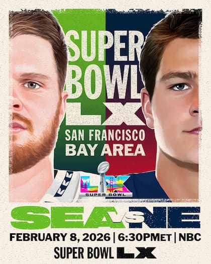 El Super Bowl LX se jugará entre New England Patriots y los Seattle Seahawks (Facebook/NFL)