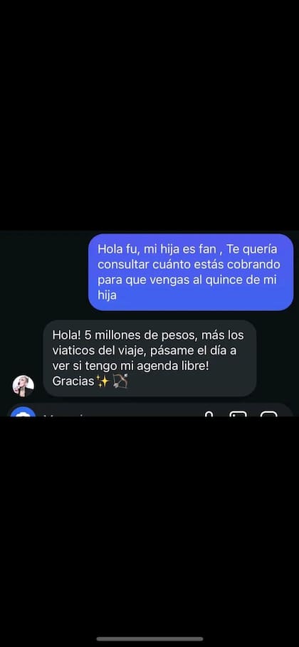 El supuesto ida y vuelta entre Furia y una seguidora que despertó la polémica (Captura: X)