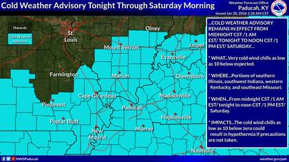 El sur de Illinois en alerta por clima frío para el fin de semana