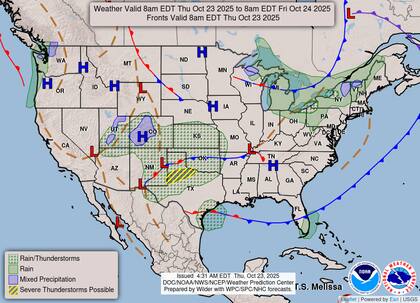 El sur de las Grandes Llanuras y la región de Arklatex se preparan para un sistema de tormentas que, entre el jueves y el sábado, generará lluvias torrenciales, actividad eléctrica y ráfagas de viento intensas