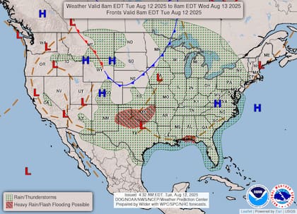 El sureste y sur de EE.UU. enfrentarán hoy tormentas dispersas con posible actividad eléctrica, mientras un frente estacionario comienza a debilitarse, aunque mantendrá alta humedad en regiones como los Apalaches y el Atlántico medio según pronósticos del NWS