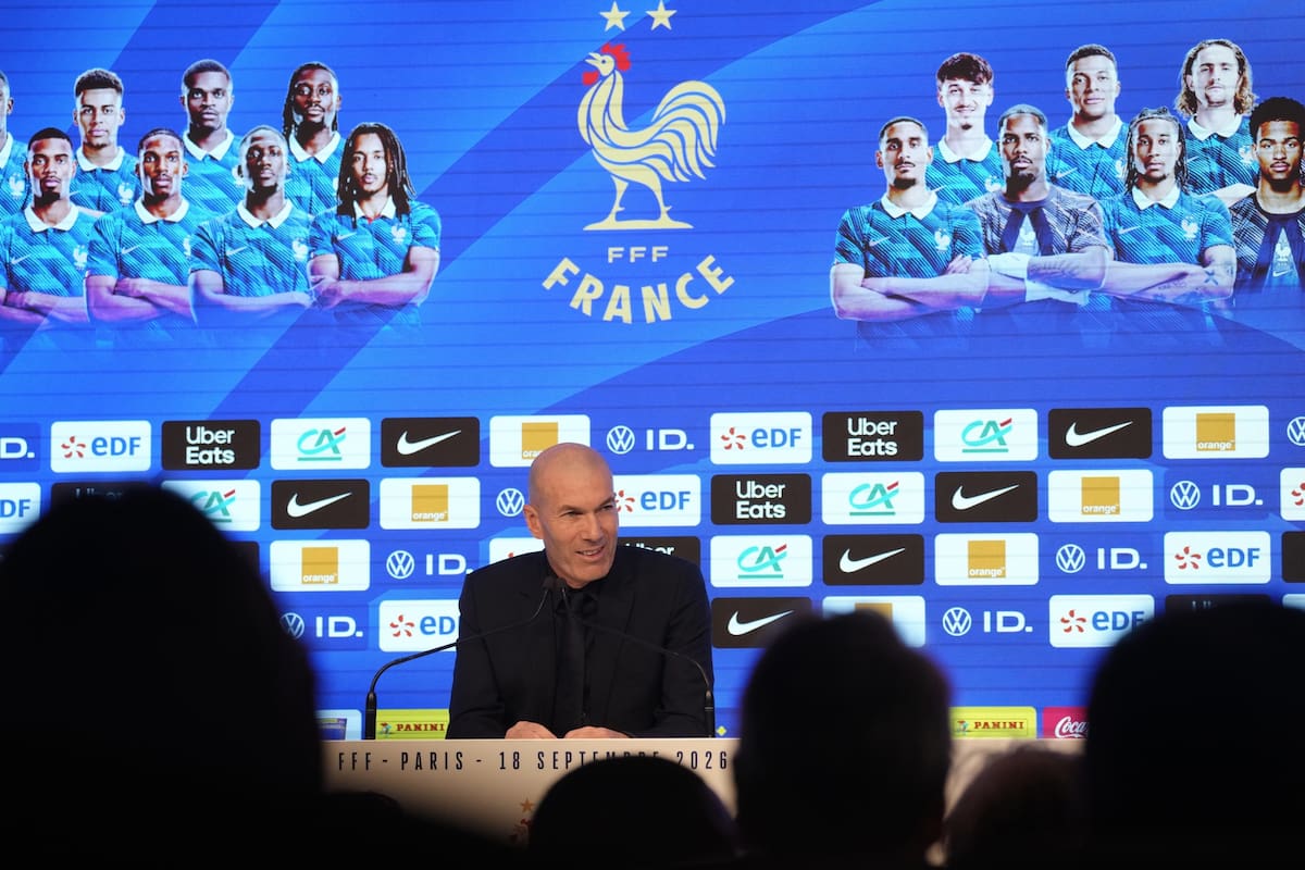 El técnico de Francia Zinedine Zidane en una rueda de prensa para anunciar su primera convocatoria,