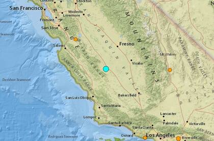El temblor más fuerte de las últimas 24 horas en territorio continental estadounidense fue uno ocurrido cerca de Avenal, California