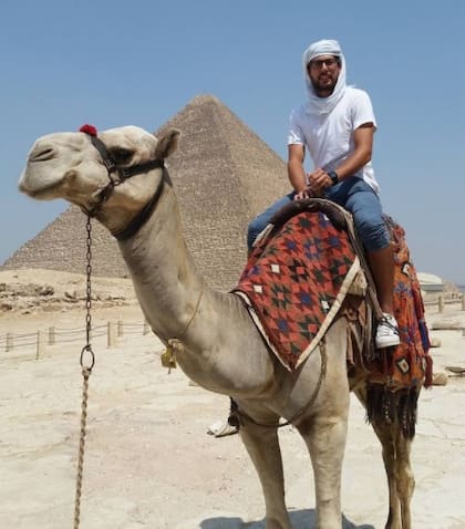 El tenista bonaerense Mateo Martínez en Egipto, durante una gira de Futures en septiembre de 2016.
