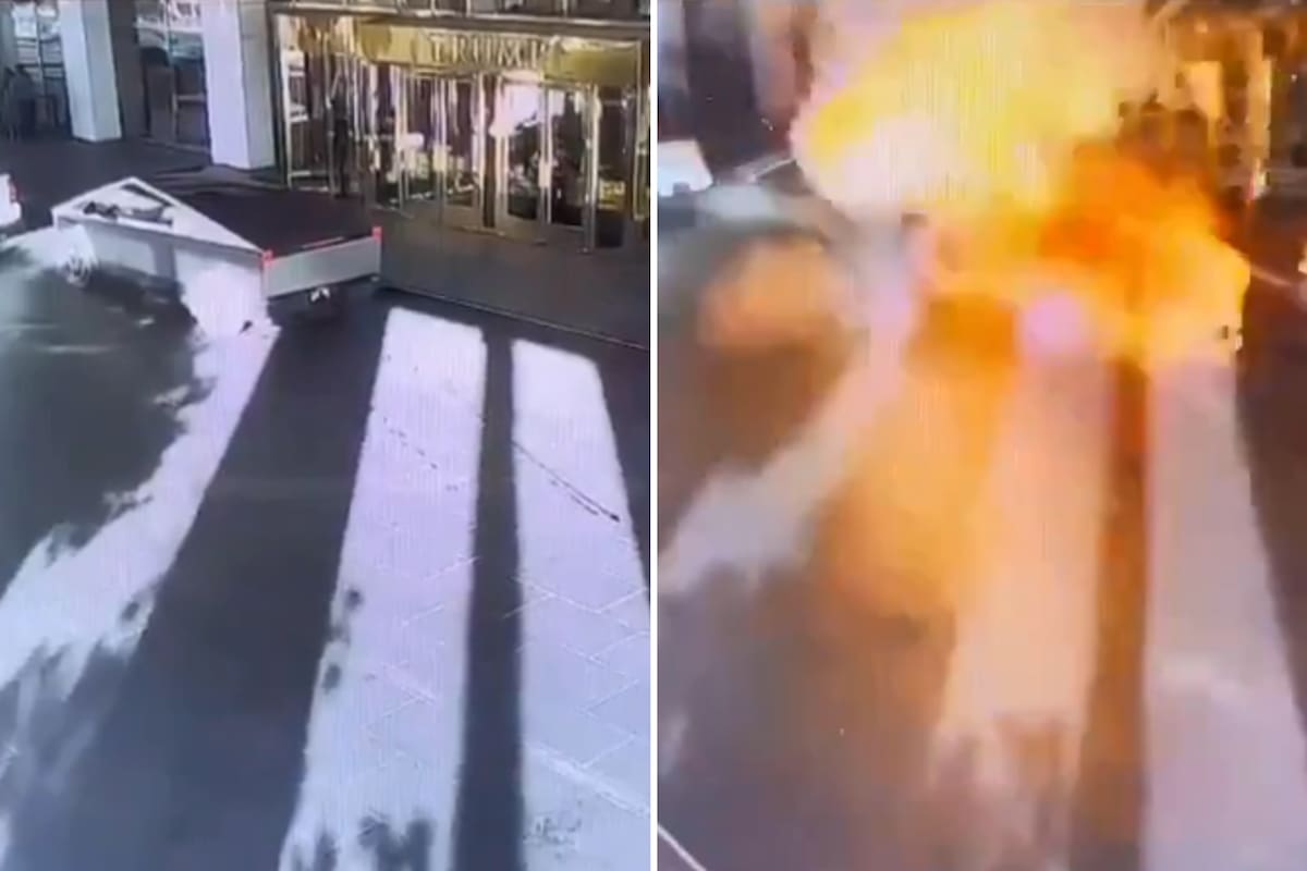 El Tesla en el momento de la explosión