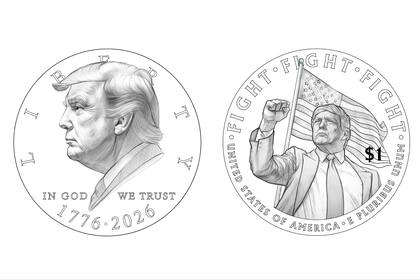 El Tesorero de EE.UU., Brandon Beach, escribió en X que se trata de un "primer borrador" de la moneda que conmemora el 250.º aniversario de Estados Unidos