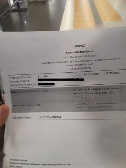 El test de coronavirus que le hicieron en Ezeiza al pasajero