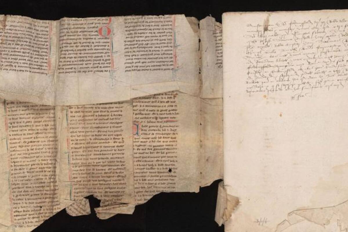 El texto antiguo fue encontrado cosido a un registro de propiedades del siglo XVI