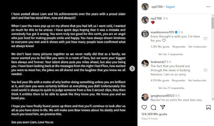 El texto completo que publicó Nicola este lunes tras la muerte de Liam Payne