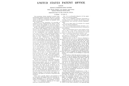 El texto de la patente de Lamarr y Antheil tiene 7 páginas, incluidos dos diagramas