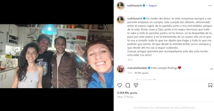 El texto emotivo de Rodrigo Lussich con sus amigos reunidos por su cumpleaños número 53, tras la muerte de Mercedes Portillo