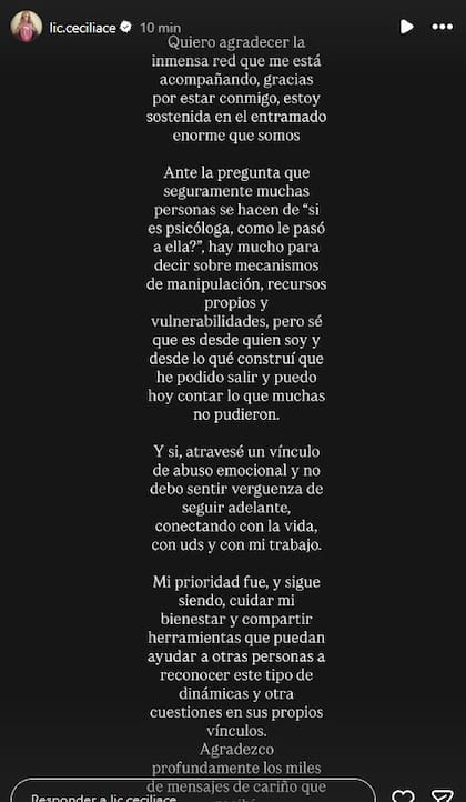 El texto que publicó la licenciada Ce