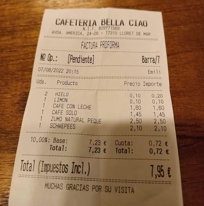 El ticket de la discordia que viralizaron en un bar de España
Foto: El Caso