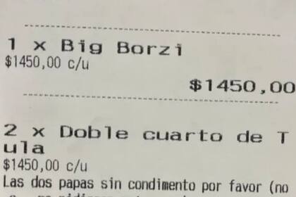 El ticket de una hamburguesería platense llegó al cliente con un inesperado exabrupto
