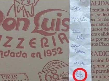 El ticket que recibió Gonzalo con su pedido, hecho a través de una app de delivery