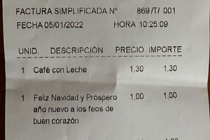 El ticket sorprendió al cliente con su insólito comentario