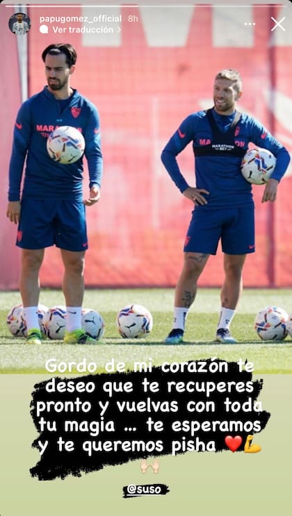 El tierno mensaje que el Papu Gómez le dedicó a Suso
