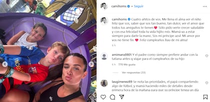 El tierno posteo que Cami Homs le dedicó a su hijo en su cumpleaños