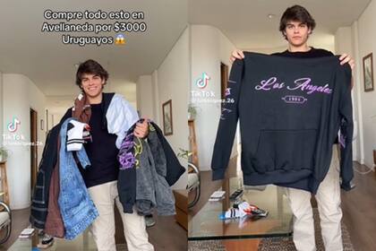 El tiktoker uruguayo Lucas Márquez compró mucha ropa en Avellaneda con tan solo $3000 uruguayos